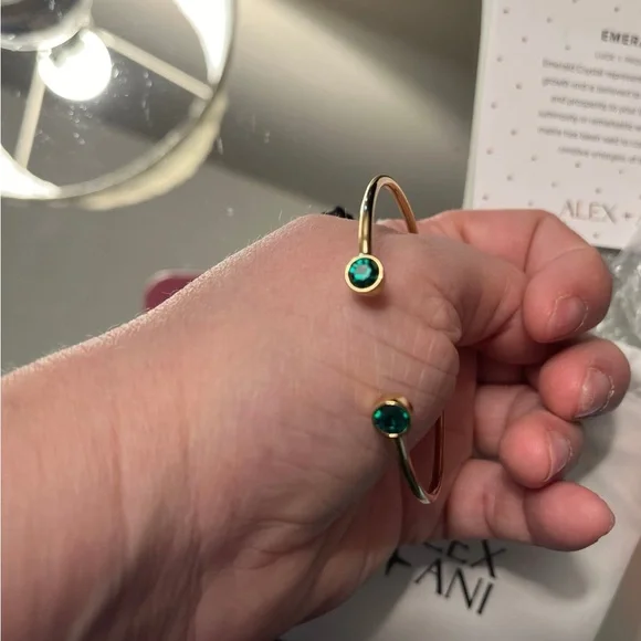 Alex and Ani Gold Bracelet with Emerald Accents - Picture 4 of 5